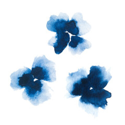 Image of Set of three blue abstract watercolor flowers printed on Printed Glass Splashbacks