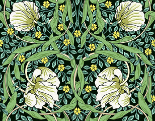 Image of Vintage white flowers and green foliage seamless ornament. Vector illustration. printed on Printed Glass Splashbacks