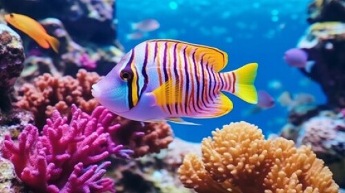 Image of Creatures of the submerged ocean world Biological system Colorful tropical angle Life within the coral reef printed on Printed Glass Basin Splashbacks