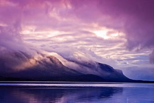 Image of Landscape with mountains and clouds printed on Printed Glass Splashbacks