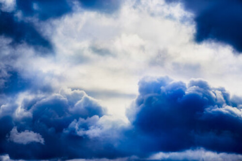 Image of Close-up of stormy blue clouds in the sky, textured clouds on a blue sky. printed on Printed Glass Basin Splashbacks