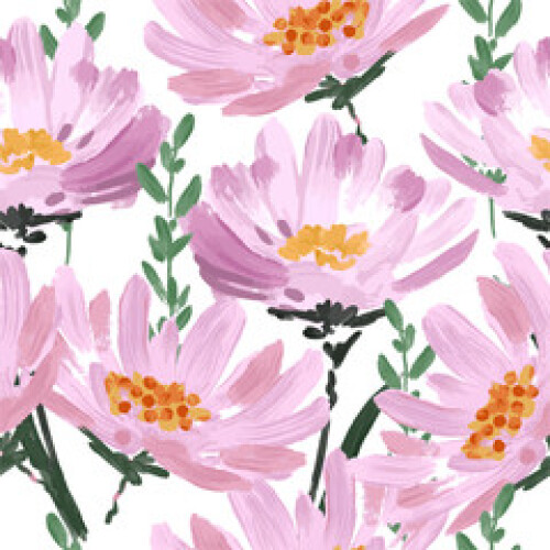 Image of Big pink blooming Hand drawn art brushed stroke garden flowers seamless pattern vector EPS10 ,Design for fashion,fabric,web,wallpaper,wrapping,and all prints printed on Printed Glass Splashbacks