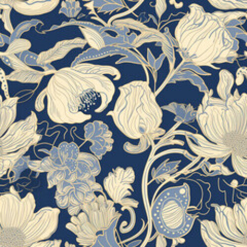 Image of Seamless floral pattern, floral design, botanical artwork, artistic floral patterns, white and blue flowers, white blue foral pattern printed on Printed Glass Basin Splashbacks