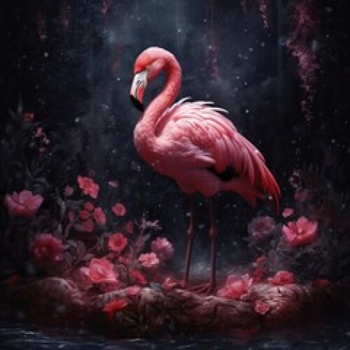 Image of pink flamingo and flowers printed on Printed Glass Splashbacks