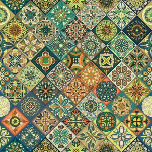 Image of Seamless pattern with decorative mandalas. Vintage mandala elements printed on Printed Glass Splashbacks