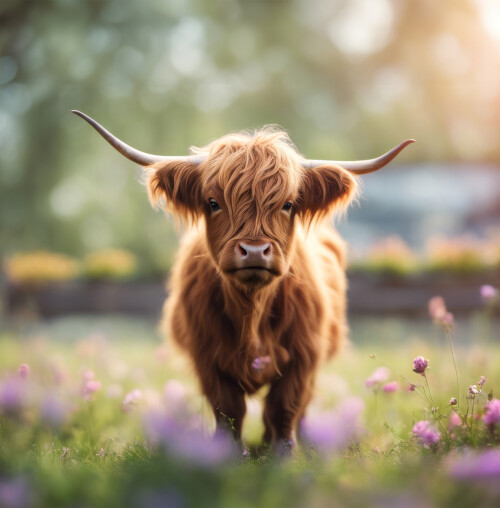 Image of baby spring highland vase cow cute flowers printed on Printed Glass Splashbacks